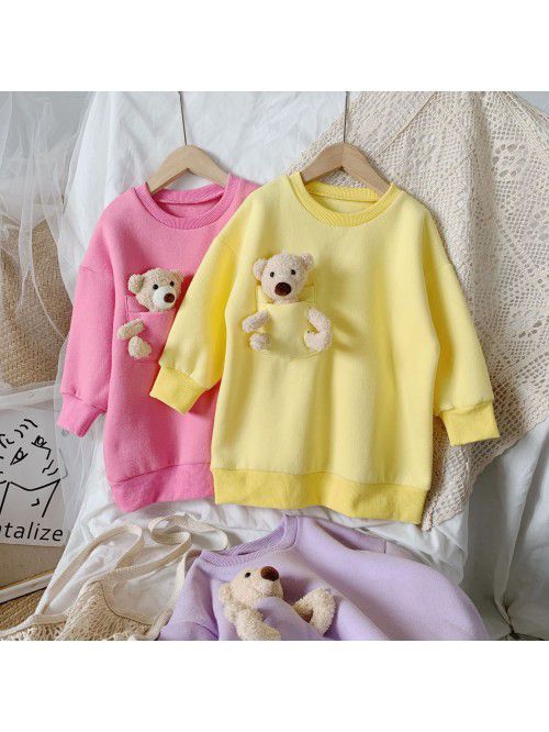 Girls' autumn dress  Korean bear sweater chil...