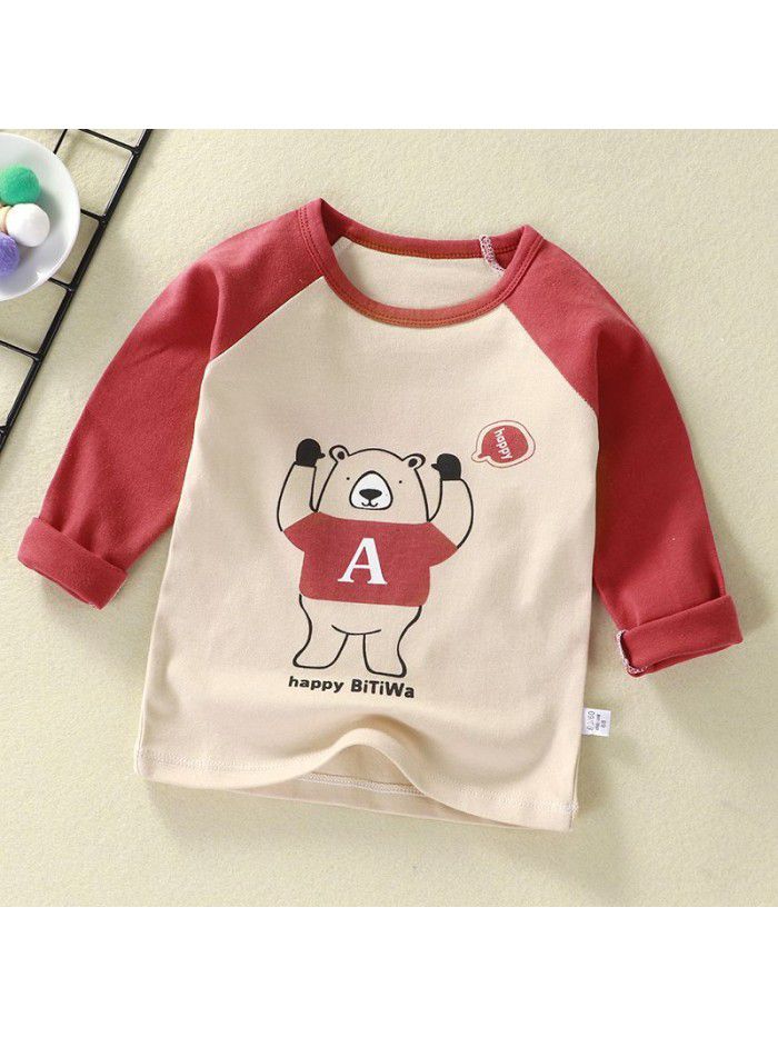 Children's undershirt spring autumn new baby cartoon top boy's single piece baby long sleeve sweater wholesale 