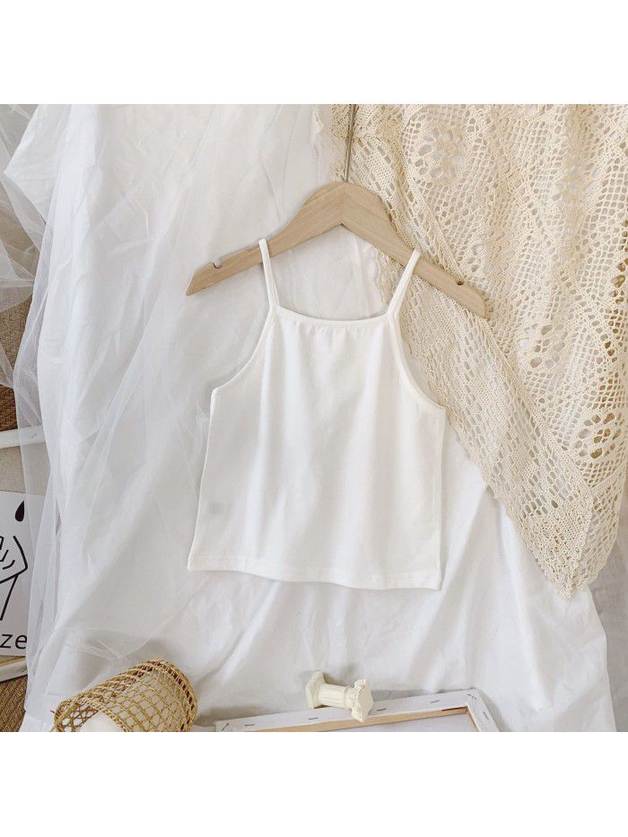 Children's LACE VEST two piece set  summer new fashion foreign style suspender shirt embroidered sunscreen shirt x53956 