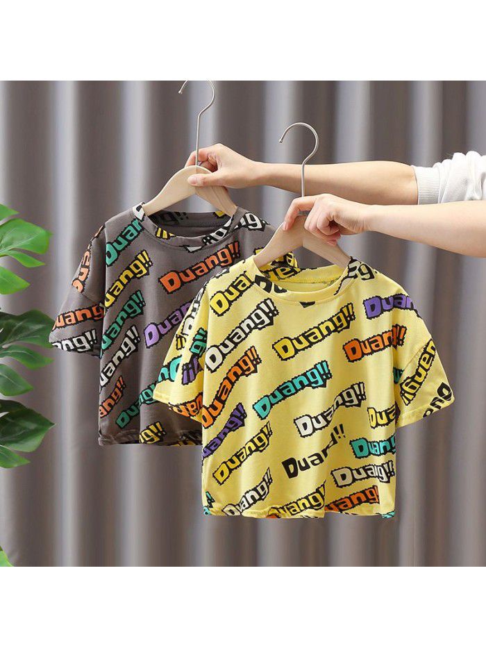 1580 boys' short sleeve T-shirt thin  summer new children's fashionable top half sleeve T-shirt fashion for children 