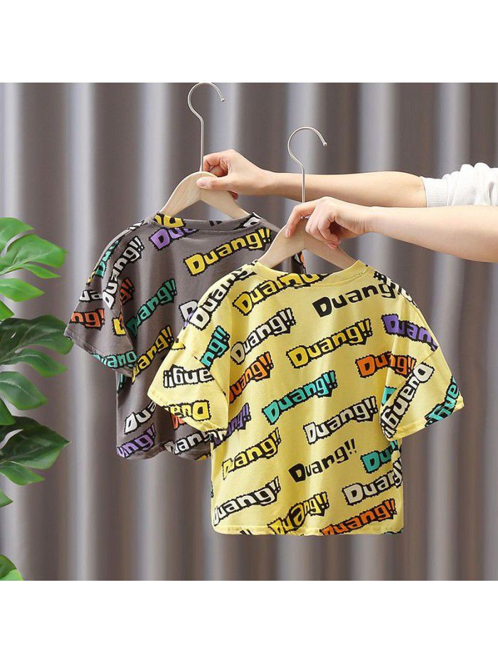 1580 boys' short sleeve T-shirt thin  summer new children's fashionable top half sleeve T-shirt fashion for children 