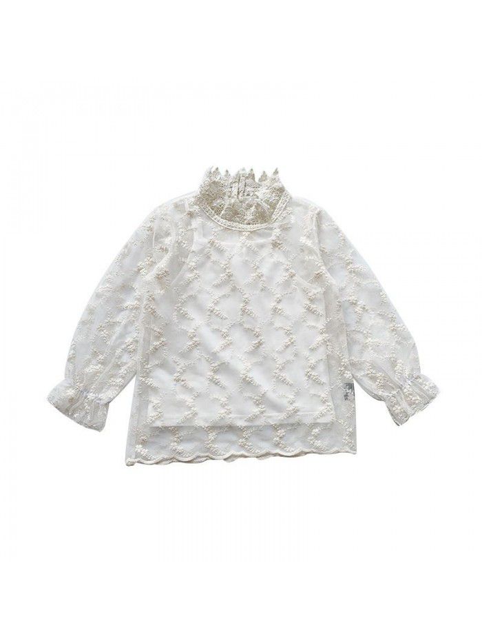 Children's LACE VEST two piece set  summer new fashion foreign style suspender shirt embroidered sunscreen shirt x53956 