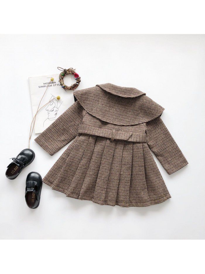 Girls' autumn and winter coat  new children's Korean version thickened middle and long foreign style coat collar foreign trade wholesale 