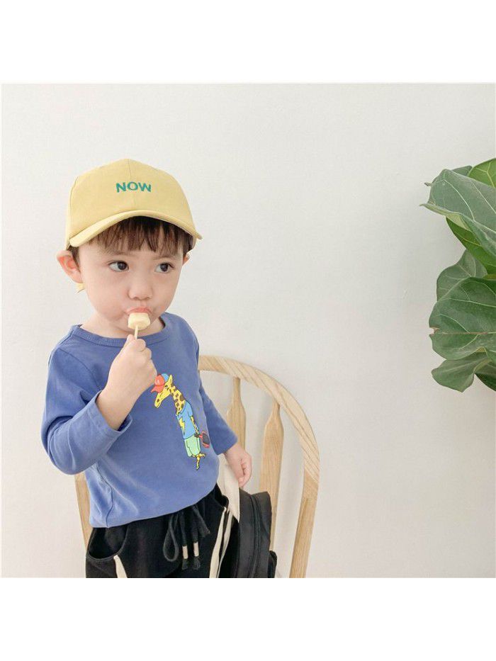 Baby T-shirt spring and autumn new children's clothes cartoon printed cute baby bottom coat Long Sleeve boys' top 