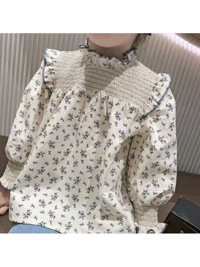 Girls' floral shirt  spring new Korean baby shirt children's long sleeve baby shirt wholesale 