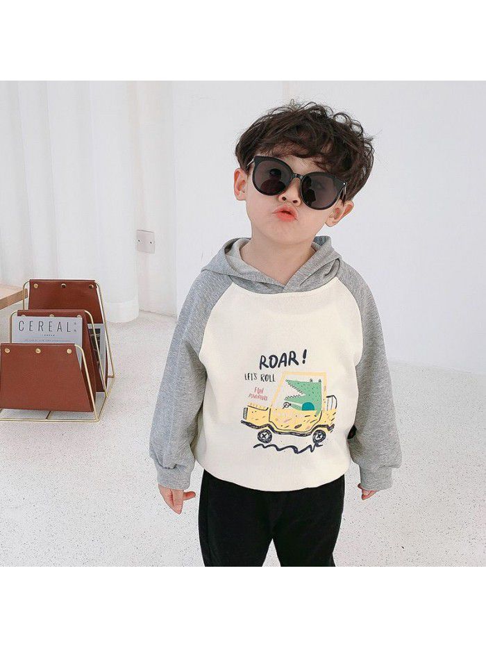 Crawler dragon children's wholesale children's cartoon car printed sweater spring  new boys' top ic033 