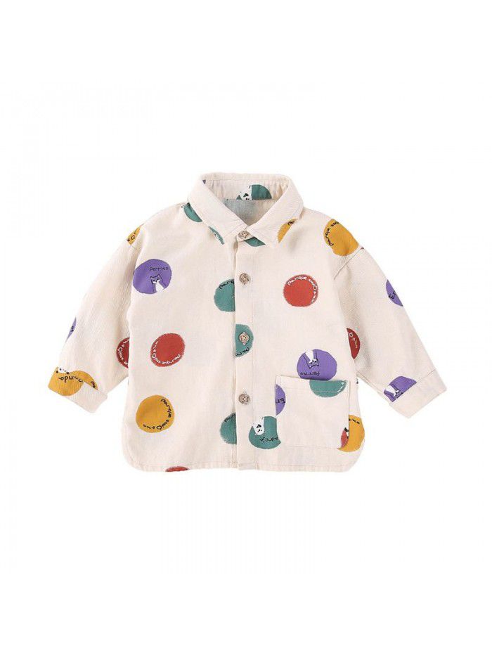 Boys' shirt spring and autumn wear dot print baby shirt baby long sleeve top children's fashion ia910 