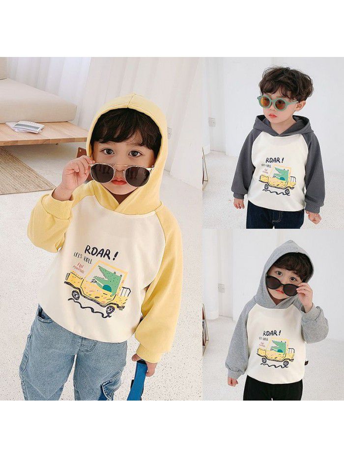 Crawler dragon children's wholesale children's cartoon car printed sweater spring  new boys' top ic033 