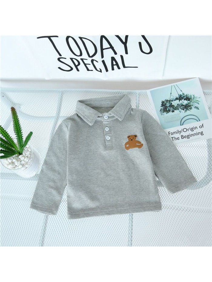 Factory direct sale children's undershirt Cartoon Bear Baby T-shirt children's clothes baby coat ready to go 