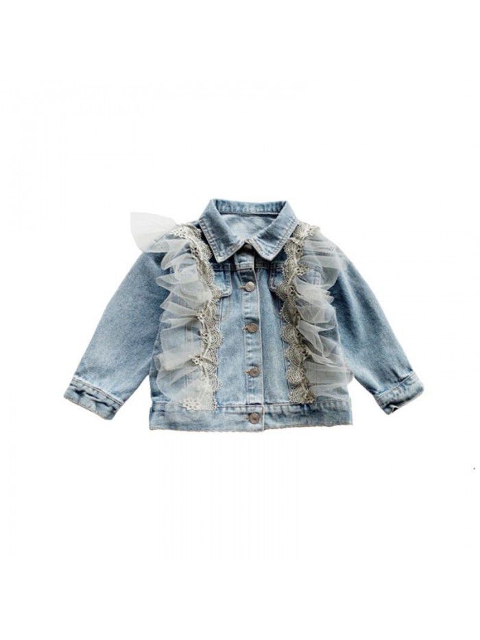 Children's Korean denim  autumn new girl's foreign style coat 