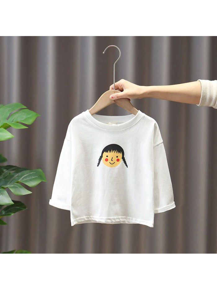 Girls' spring top foreign style children's T-shirt fashion brand  New Spring Dress Girls' long sleeve spring and autumn bottom coat 