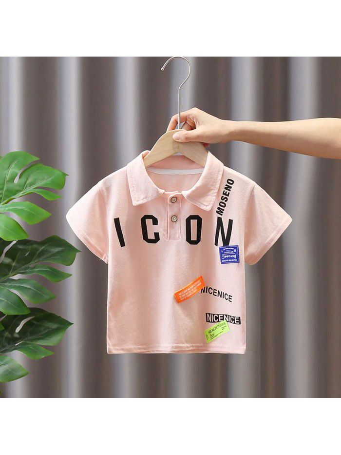 1583 boys and girls short sleeve T-shirt summer  new middle and small 3 children's half sleeve polo shirt summer foreign style top 