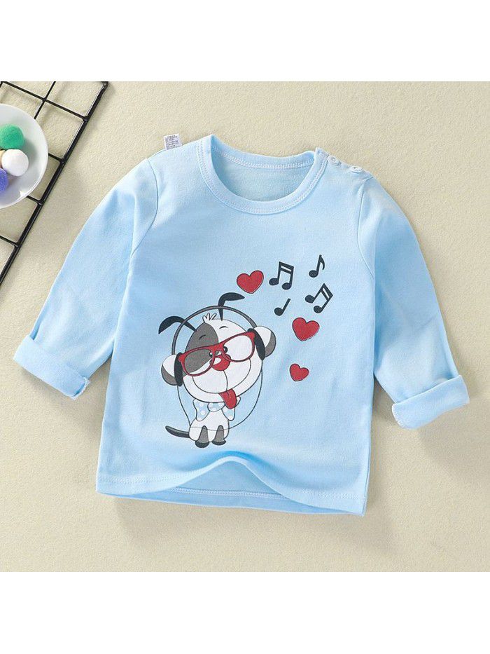 Children's undershirt spring autumn new baby cartoon top boy's single piece baby long sleeve sweater wholesale 