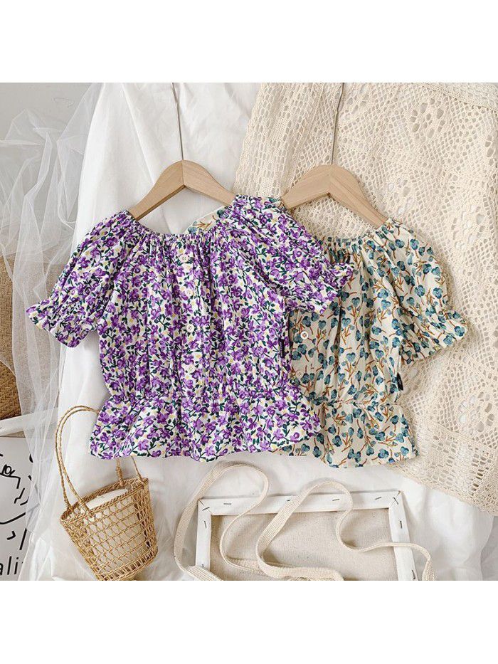  summer girls' French idyllic short sleeve baby shirt 