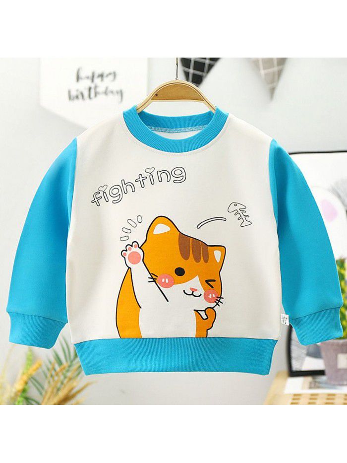 Children's wear children's sweater autumn  cotton boys and girls long sleeve T-shirt single top baby Pullover 