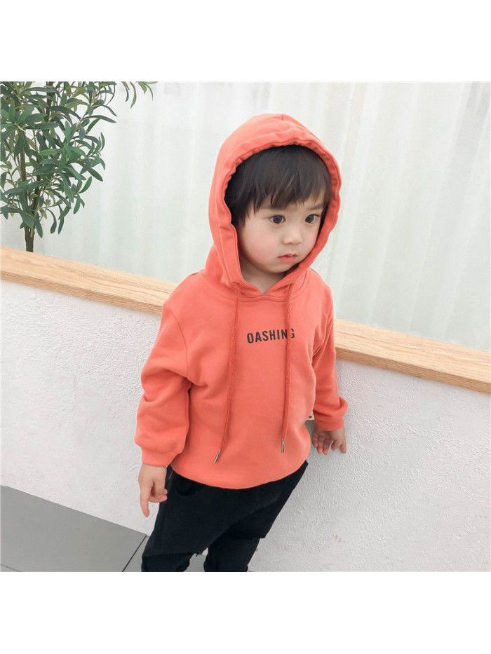 Girls' bodywear spring and autumn new letter versatile baby Top Boys' trendy clothes children's clothes i0317 