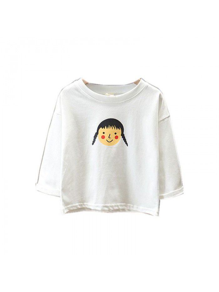 Girls' spring top foreign style children's T-shirt fashion brand  New Spring Dress Girls' long sleeve spring and autumn bottom coat 