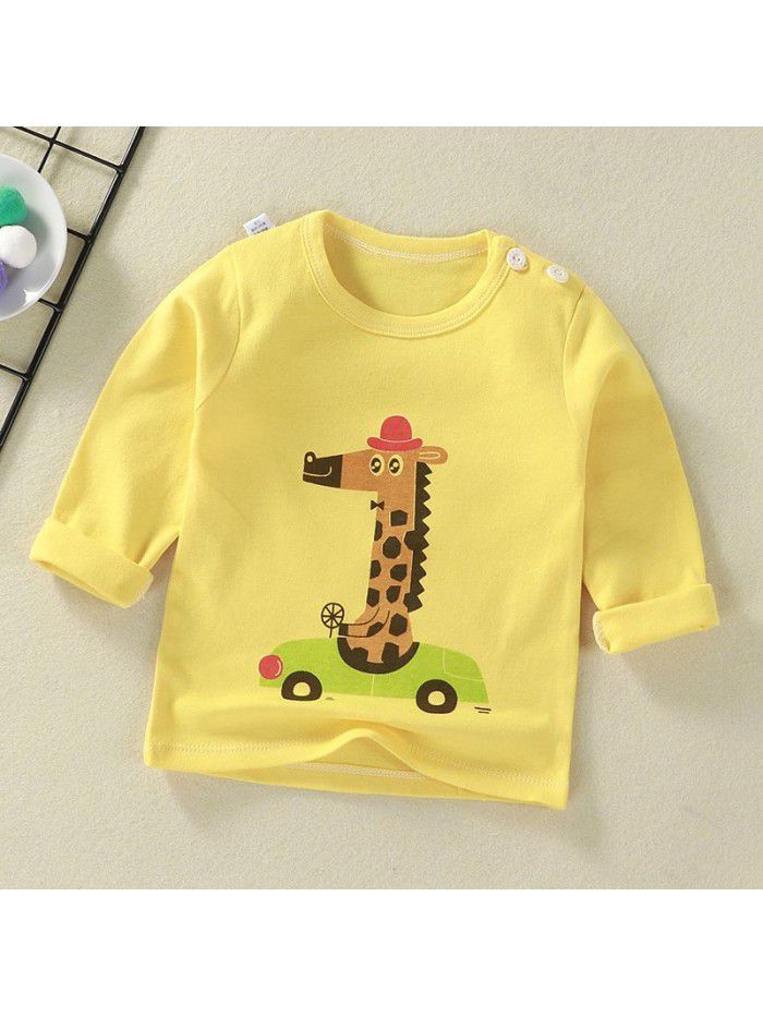 Children's undershirt spring autumn new baby cartoon top boy's single piece baby long sleeve sweater wholesale 