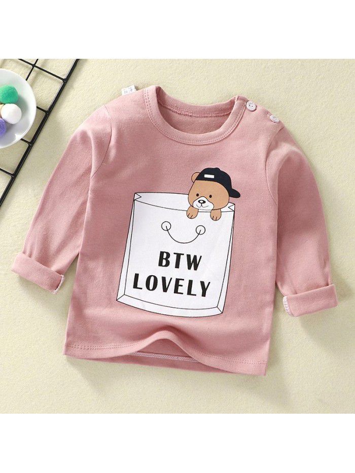 Children's undershirt spring autumn new baby cartoon top boy's single piece baby long sleeve sweater wholesale 