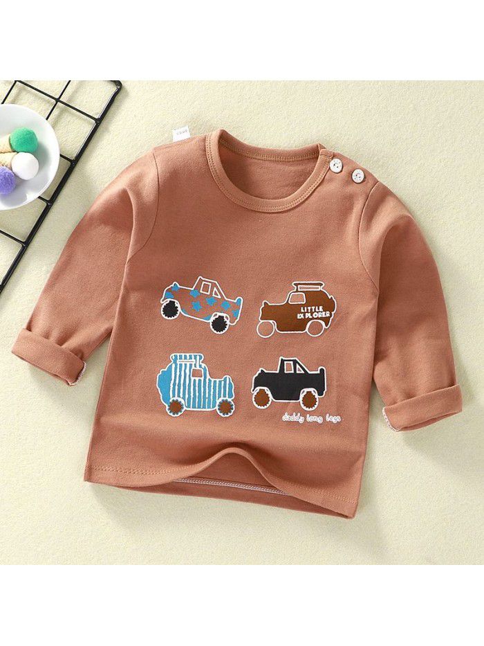 Children's undershirt spring autumn new baby cartoon top boy's single piece baby long sleeve sweater wholesale 