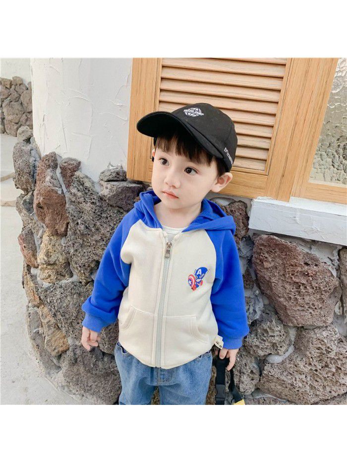 Children's clothing manufacturers direct sales  spring and autumn new top baby foreign style hooded cartoon coat children's clothing fashion 