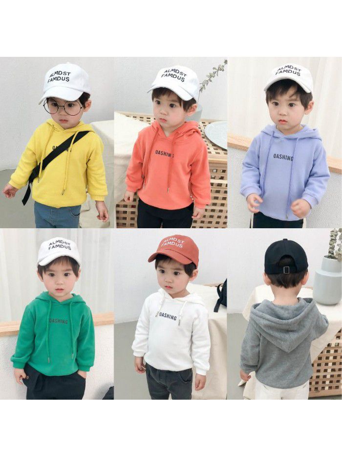 Girls' bodywear spring and autumn new letter versatile baby Top Boys' trendy clothes children's clothes i0317 