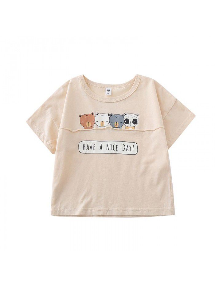 1698 boys' short sleeve T-shirt  summer new cartoon Korean baby loose top children's half sleeve T-shirt 