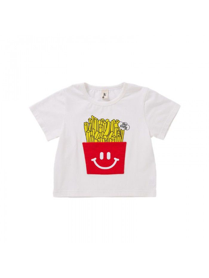 Boys T-shirt short sleeve summer new French fries cartoon printed baby top children's clothing factory direct sales children's clothing 