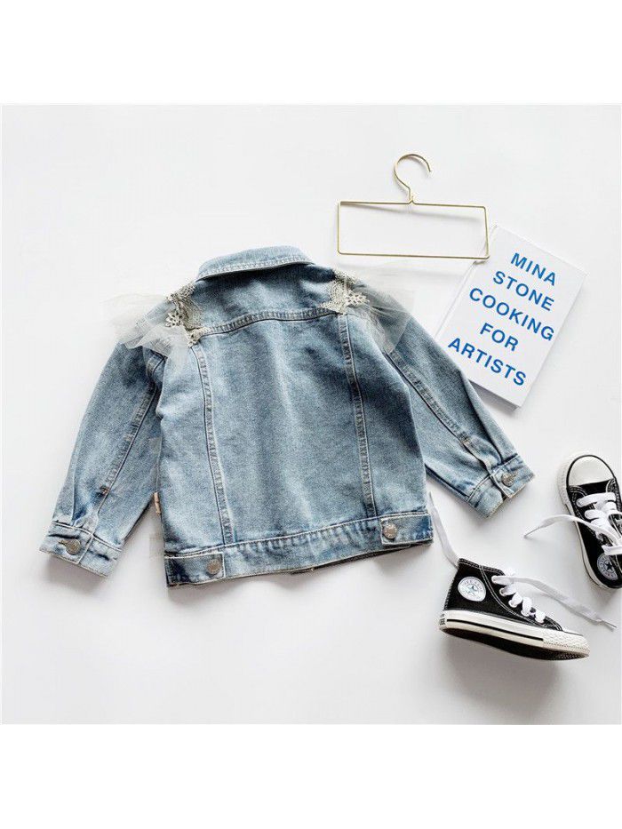 Children's Korean denim  autumn new girl's foreign style coat 