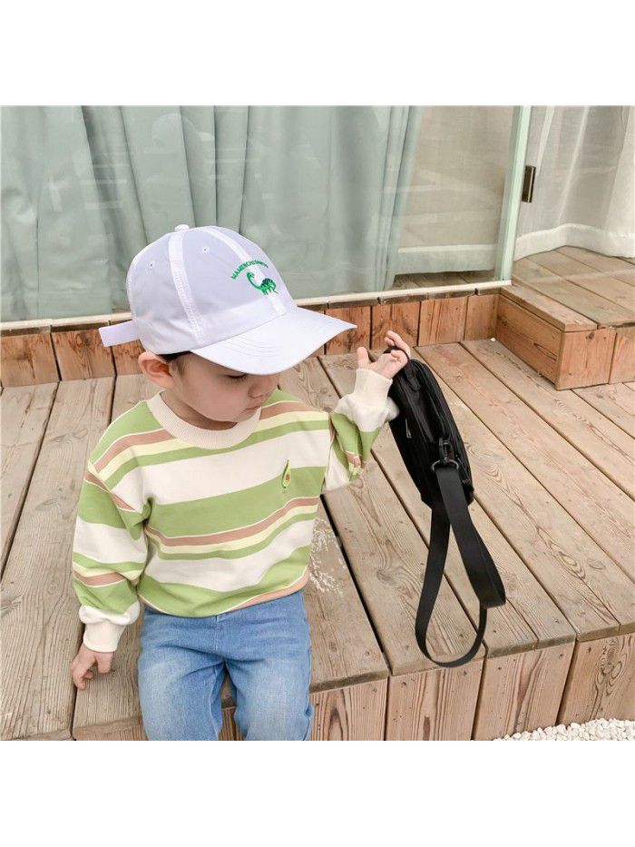 Boys' bodywear spring clothing  new Pullover striped baby clothes children's top factory direct sales children's wear 