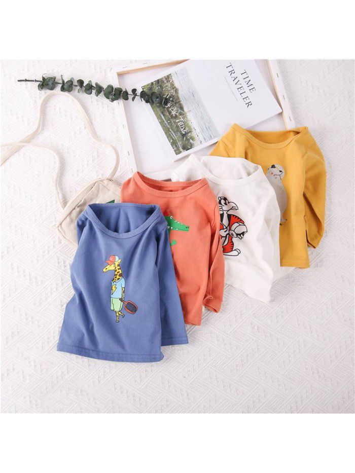 Baby T-shirt spring and autumn new children's clothes cartoon printed cute baby bottom coat Long Sleeve boys' top 