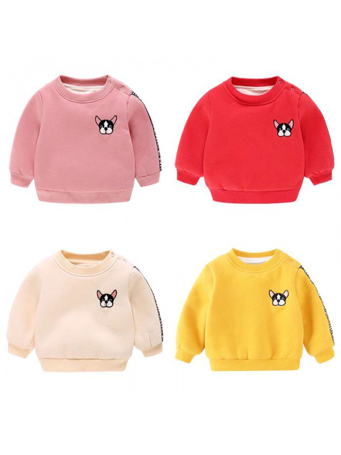 Factory direct sale baby's sweater, winter children's cartoon top, fashionable new children's clothing, baby's clothing, plush thickening 