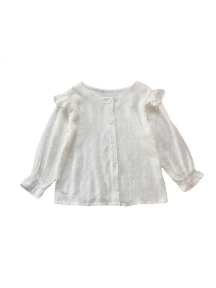 Girls' shirt  spring new Korean fashion baby flying sleeve top children's baby shirt wholesale 