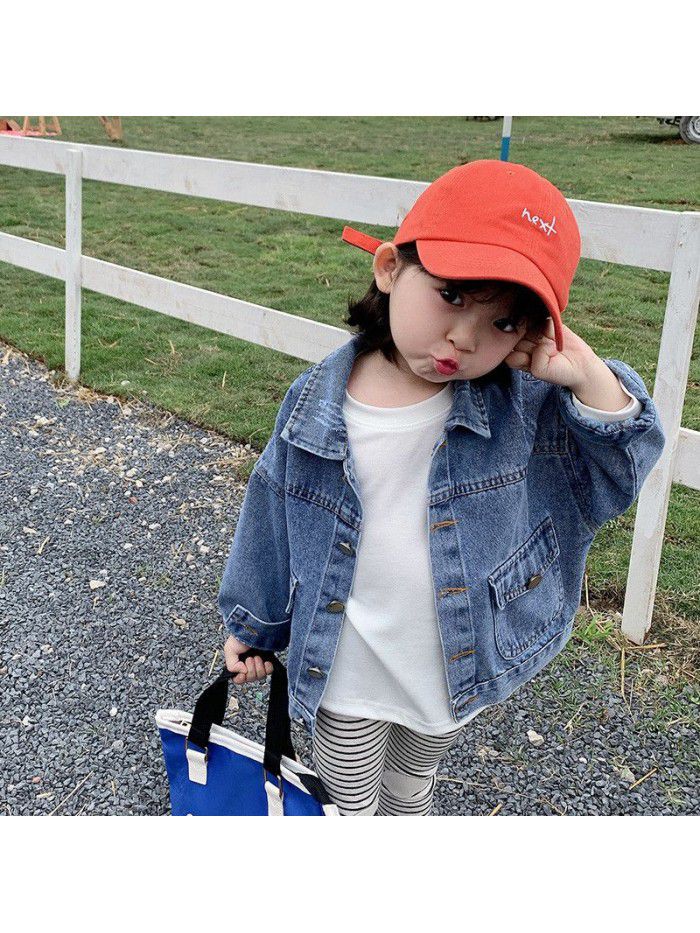 Children's wear factory direct sales children's jeans coat fashion spring dress girl's foreign style children's loose top 