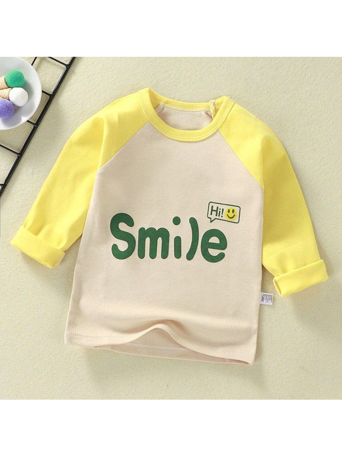 Children's undershirt spring autumn new baby cartoon top boy's single piece baby long sleeve sweater wholesale 