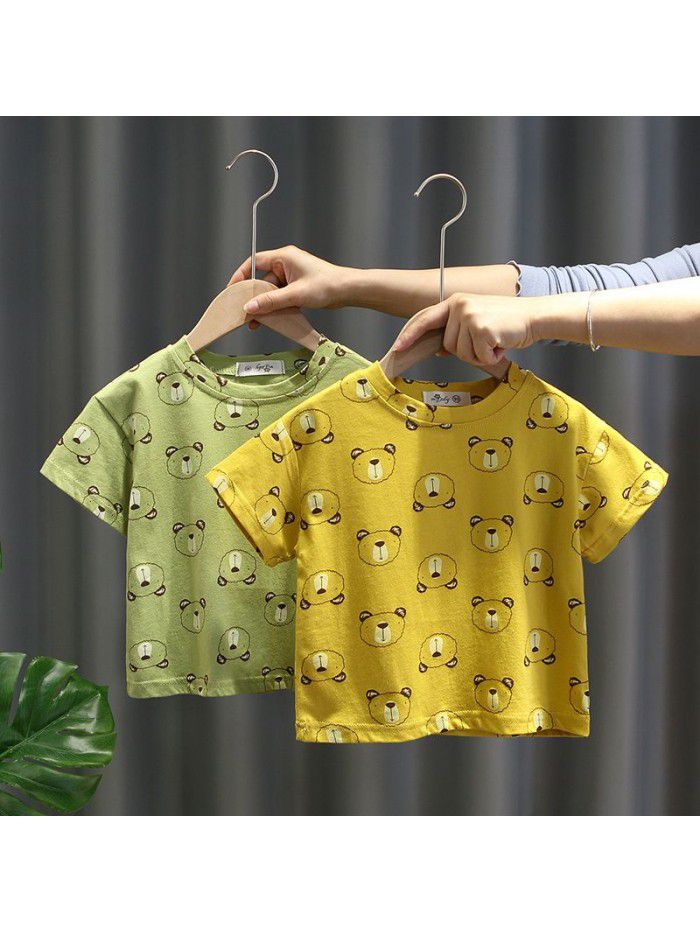 1547 boys' summer short sleeve baby T-shirt  new fashion baby Korean cartoon print half sleeve 