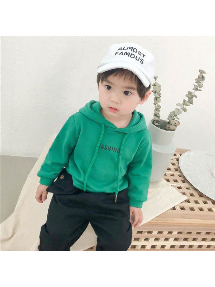 Girls' bodywear spring and autumn new letter versatile baby Top Boys' trendy clothes children's clothes i0317 