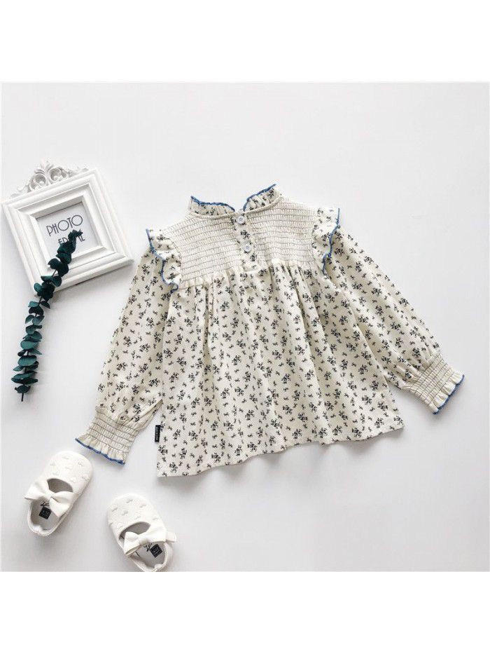 Girls' floral shirt  spring new Korean baby shirt children's long sleeve baby shirt wholesale 