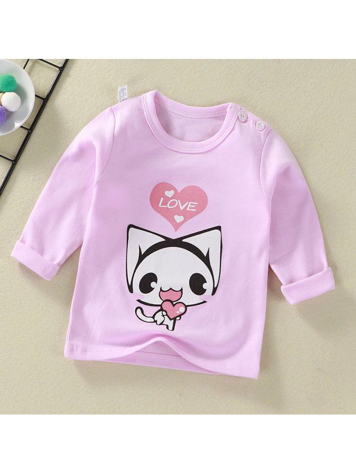 Children's undershirt spring autumn new baby cartoon top boy's single piece baby long sleeve sweater wholesale 