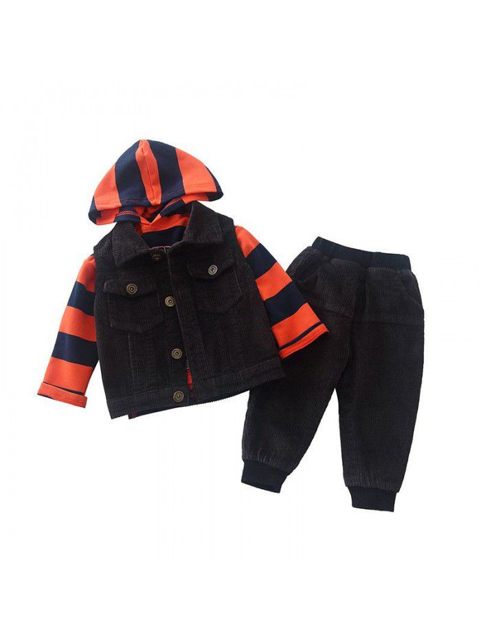 Boys' Autumn suit  children's spring and autumn new children's wear boys' handsome three piece sweater 