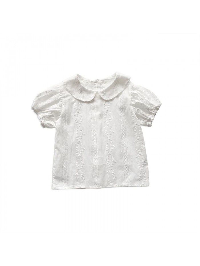 Children's Bubble Sleeve Shirt Top  summer short sleeve girl's street stall hot sale 