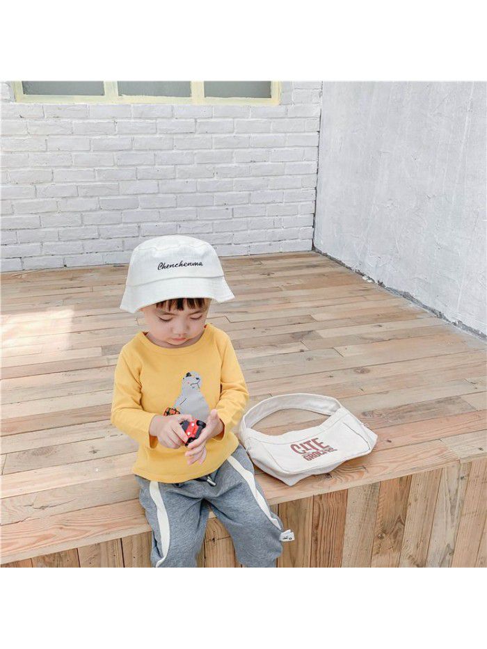 Baby T-shirt spring and autumn new children's clothes cartoon printed cute baby bottom coat Long Sleeve boys' top 