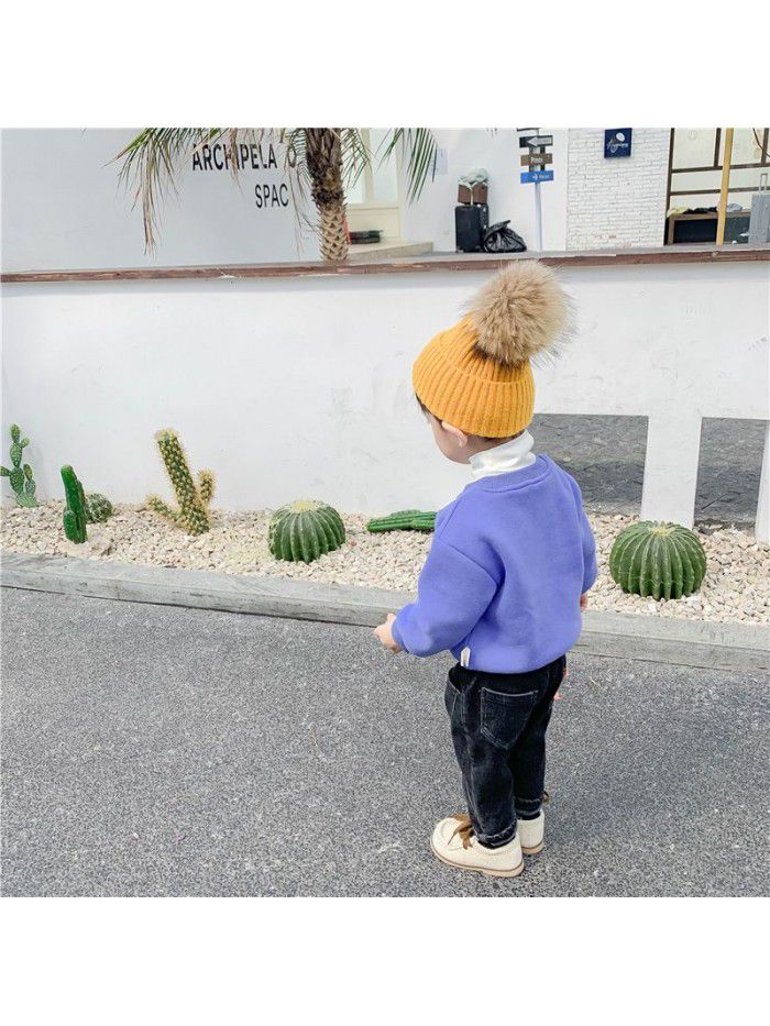 Children's Plush sweater, winter clothes, thickened baby's pullover, cartoon embroidery, baby's lovely boy's warm clothes ib909 