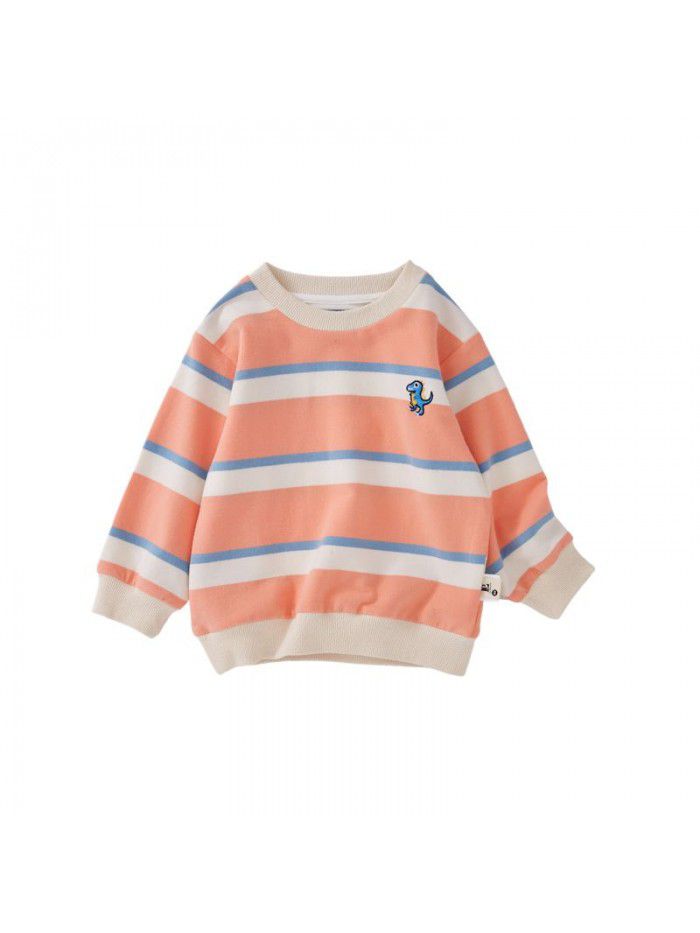 Boys' bodywear spring clothing  new Pullover striped baby clothes children's top factory direct sales children's wear 