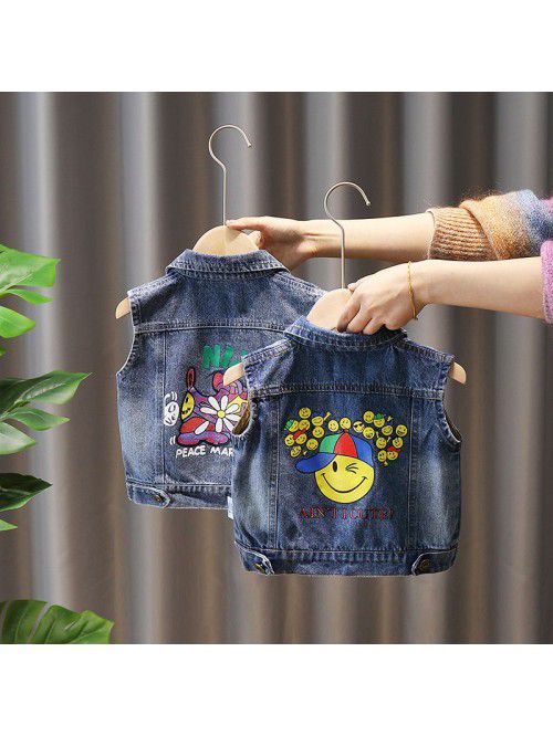 4864 baby jeans vest  new boy cartoon baby spring ...