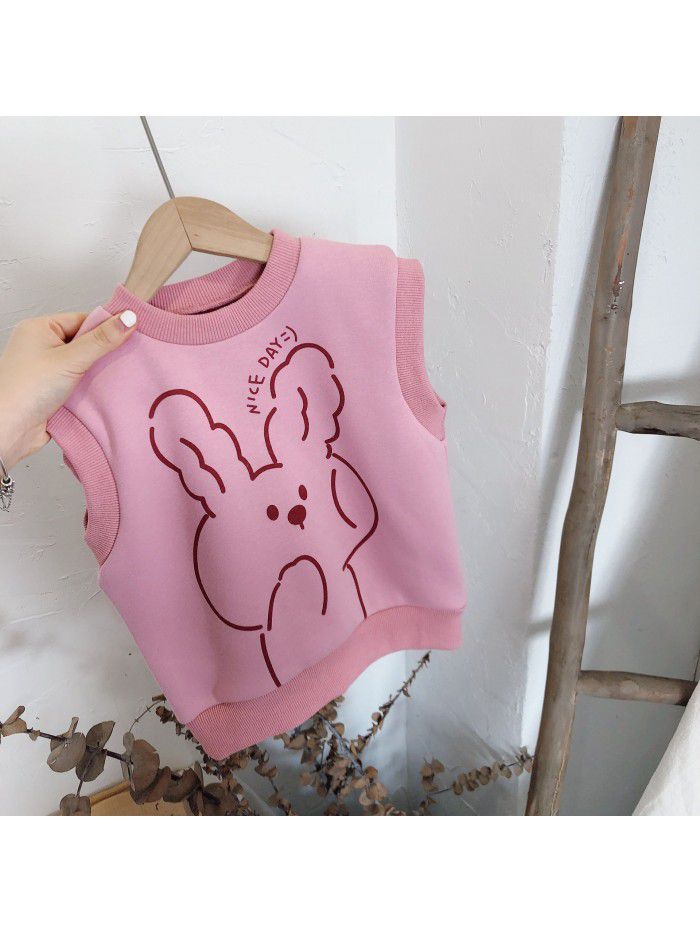 Children's Vest Korean Plush autumn and winter  girls bear cartoon foreign style warm vest foreign trade wholesale 