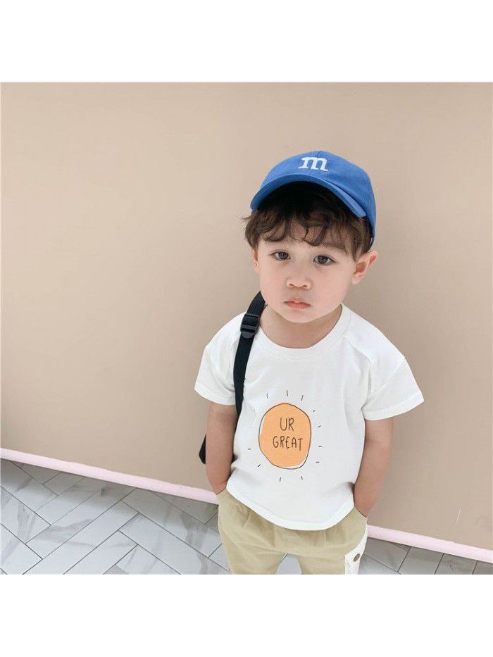 Children's T-shirt summer letter printed baby top children's short sleeve round neck clothes children's clothing manufacturers direct sales 