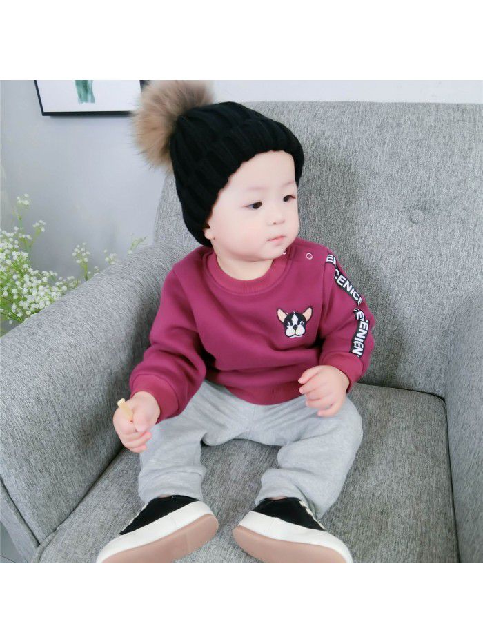 Factory direct sale baby's sweater, winter children's cartoon top, fashionable new children's clothing, baby's clothing, plush thickening 