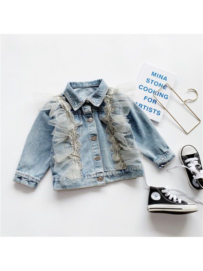 Children's Korean denim  autumn new girl's foreign style coat 