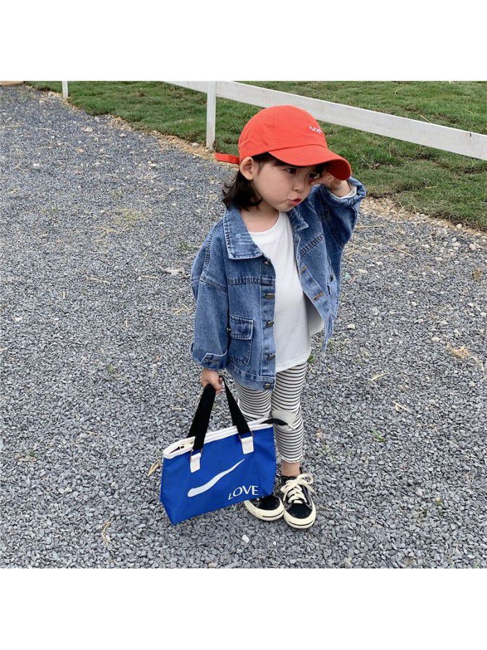 Children's wear factory direct sales children's jeans coat fashion spring dress girl's foreign style children's loose top 